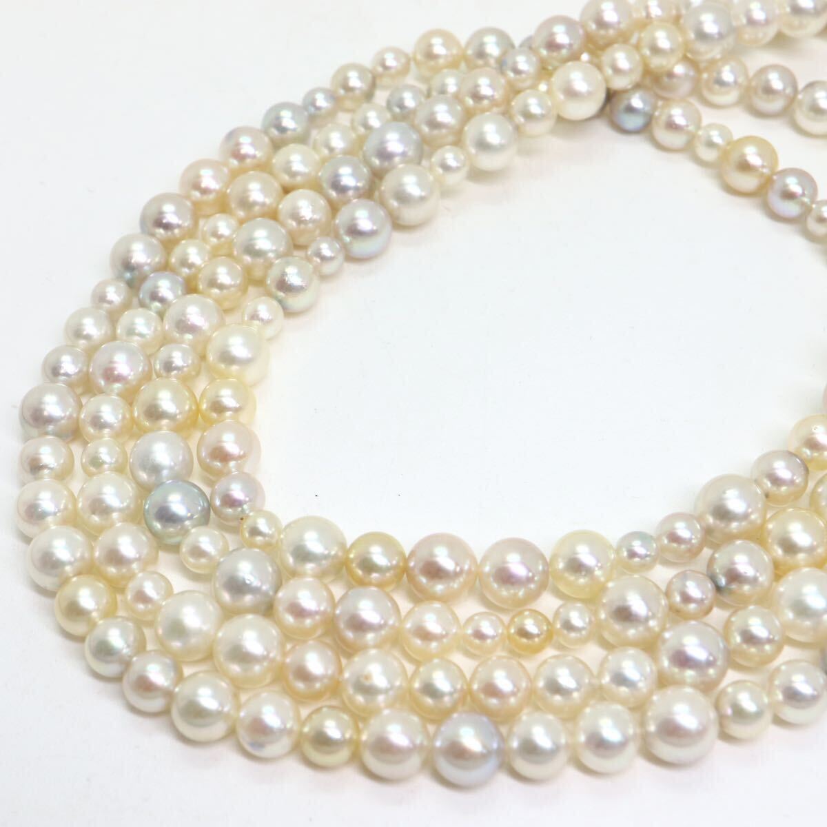 テリ良し!!《K18WG アコヤ本真珠ロングネックレス》A 約4.0-7.0mm珠 63.6g 約120.5cm pearl necklace ジュエリー jewelry CA0/CA0の画像5