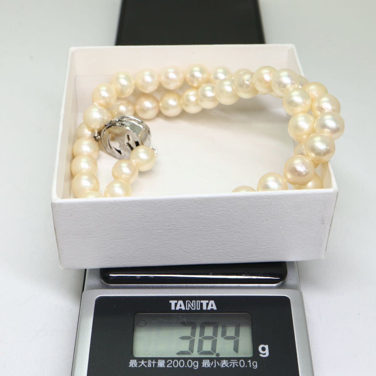 《アコヤ本真珠ネックレス》A 約7.5-8.0mm珠 38.4g 約41.5cm pearl necklace ジュエリー jewelry ☆の画像8