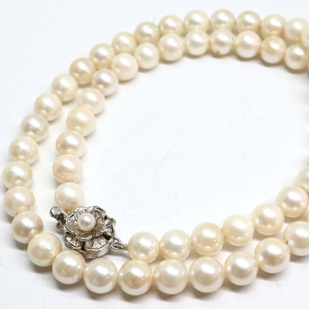 《アコヤ本真珠ネックレス》A 約6.5-7.0mm珠 28.5g 約41.5cm pearl necklace ジュエリー jewelry DA0/DA0の画像1