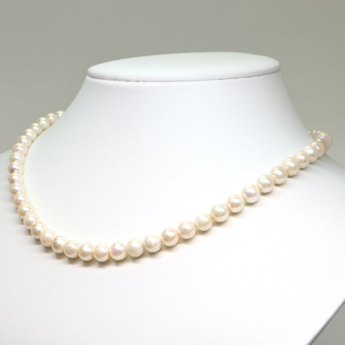 《アコヤ本真珠ネックレス》A 約6.5-7.0mm珠 28.5g 約41.5cm pearl necklace ジュエリー jewelry DA0/DA0の画像3