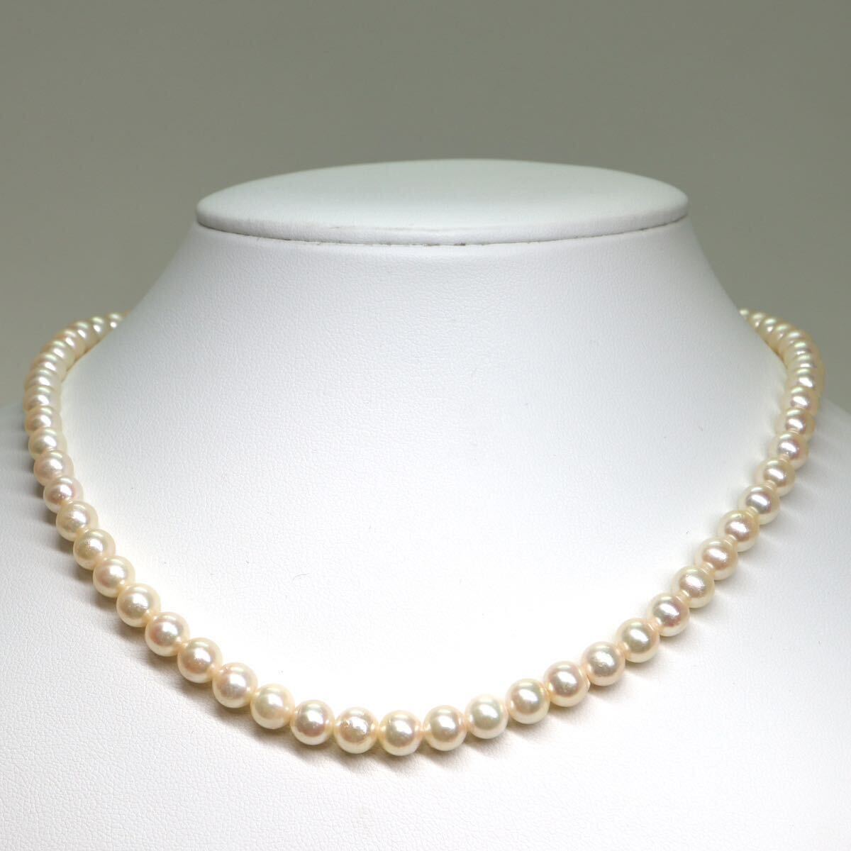 《アコヤ本真珠ネックレス》A 約6.0-6.5mm珠 24.2g 約41cm pearl necklace ジュエリー jewelry DB0/DC0の画像2