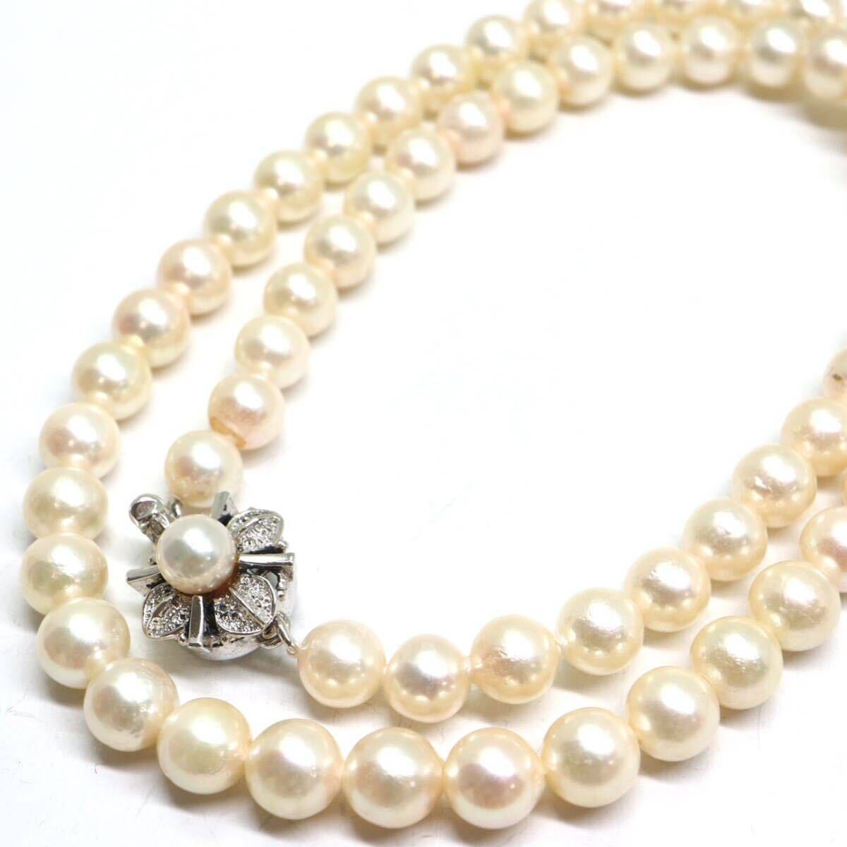 《アコヤ本真珠ネックレス》A 約6.0-6.5mm珠 24.2g 約41cm pearl necklace ジュエリー jewelry DB0/DC0の画像1