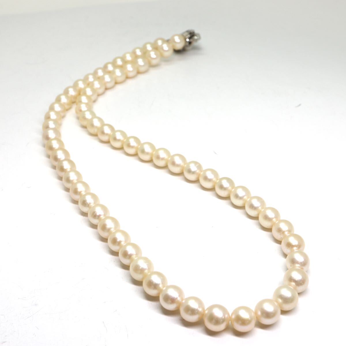 《アコヤ本真珠ネックレス》A 約7.5-8.0mm珠 44.4g 約49cm pearl necklace ジュエリー jewelry DF0/DF0の画像4