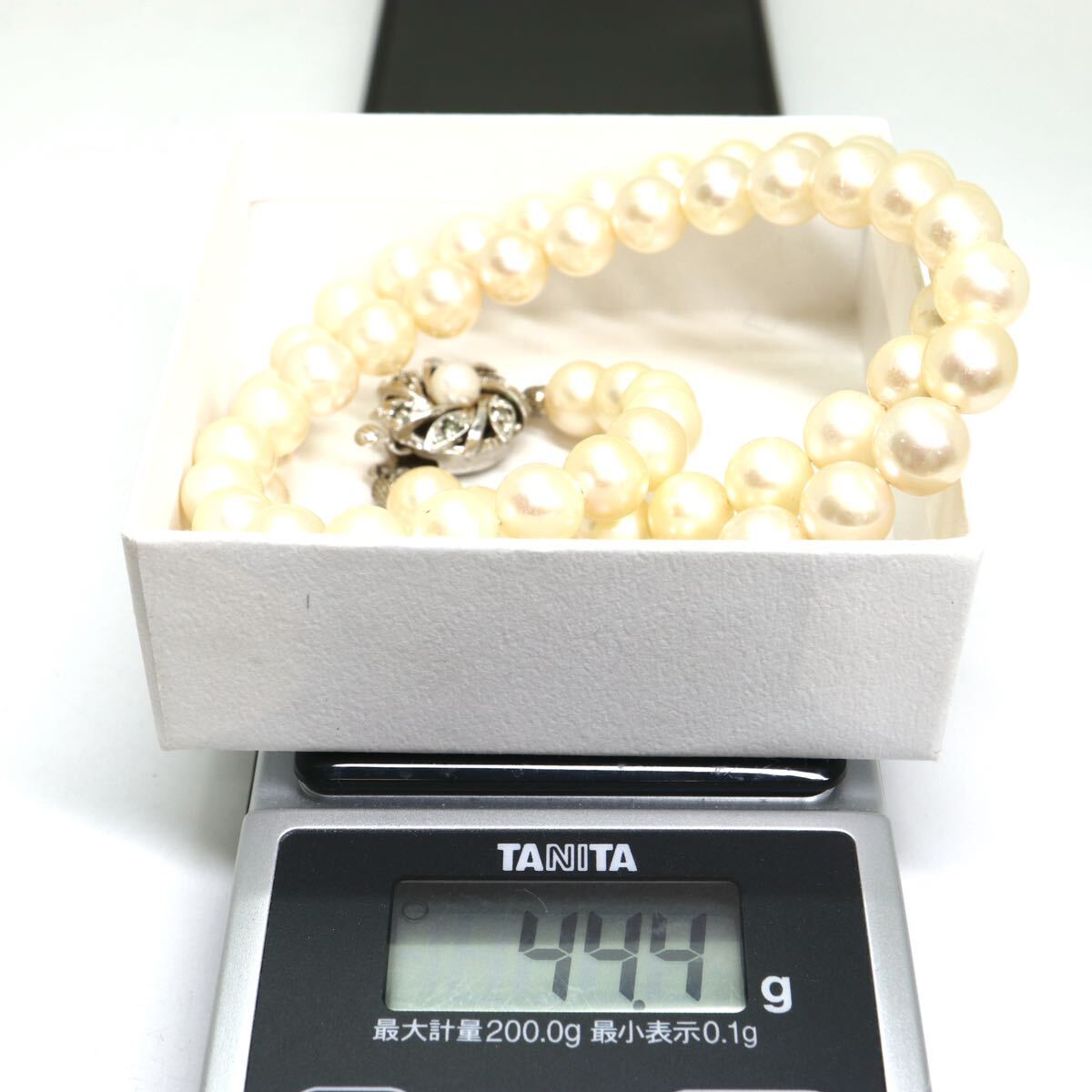 《アコヤ本真珠ネックレス》A 約7.5-8.0mm珠 44.4g 約49cm pearl necklace ジュエリー jewelry DF0/DF0の画像8