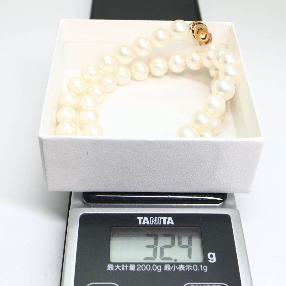 《K14 アコヤ本真珠ネックレス》A 約7.5-8.0mm珠 32.4g 約37.5cm pearl necklace ジュエリー jewelry DE0/DE0の画像8