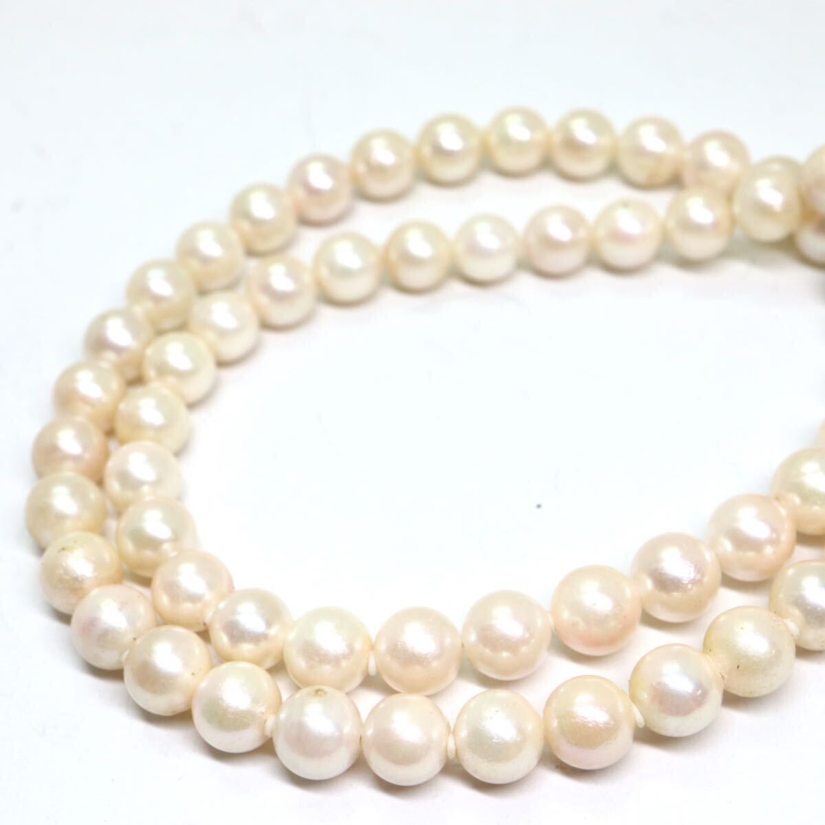 《アコヤ本真珠ネックレス》A 約6.5-7.0mm珠 28.3g 約41.5cm pearl necklace ジュエリー jewelry DE0/EA2_画像4