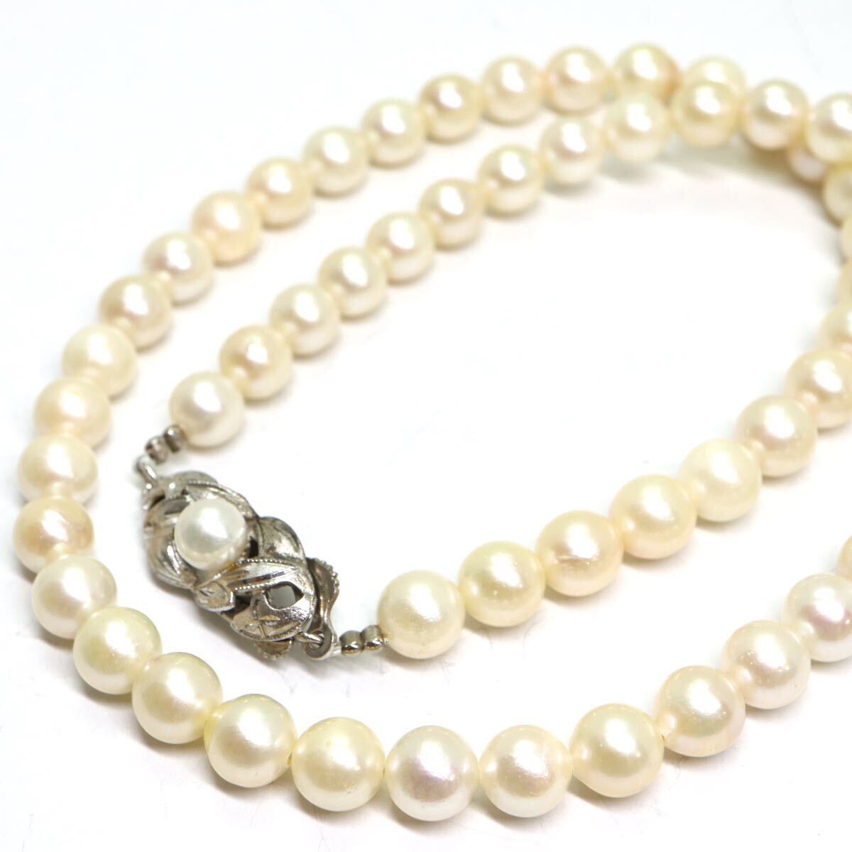 《アコヤ本真珠ネックレス》A 約6.0-6.5mm珠 22.0g 約39cm pearl necklace ジュエリー jewelry DB0/DBの画像1