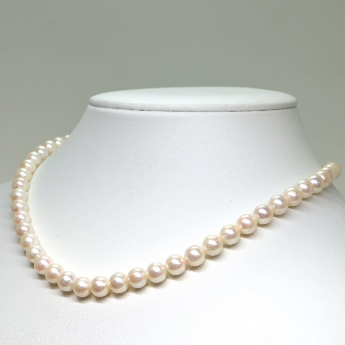 《アコヤ本真珠ネックレス》A 約6.5-7.0mm珠 27.3g 約40cm pearl necklace ジュエリー jewelry CE5/CE5の画像3