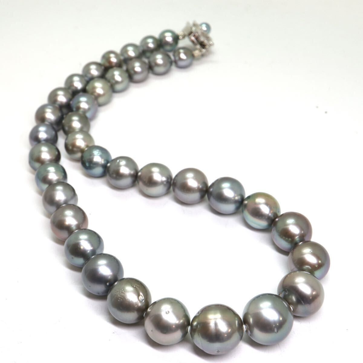 鑑別書付き!!《南洋黒蝶真珠ネックレス》A 約9.0-14.5mm珠 89.6g 約45cm pearl necklace ジュエリー jewelry EC0/EC0の画像7