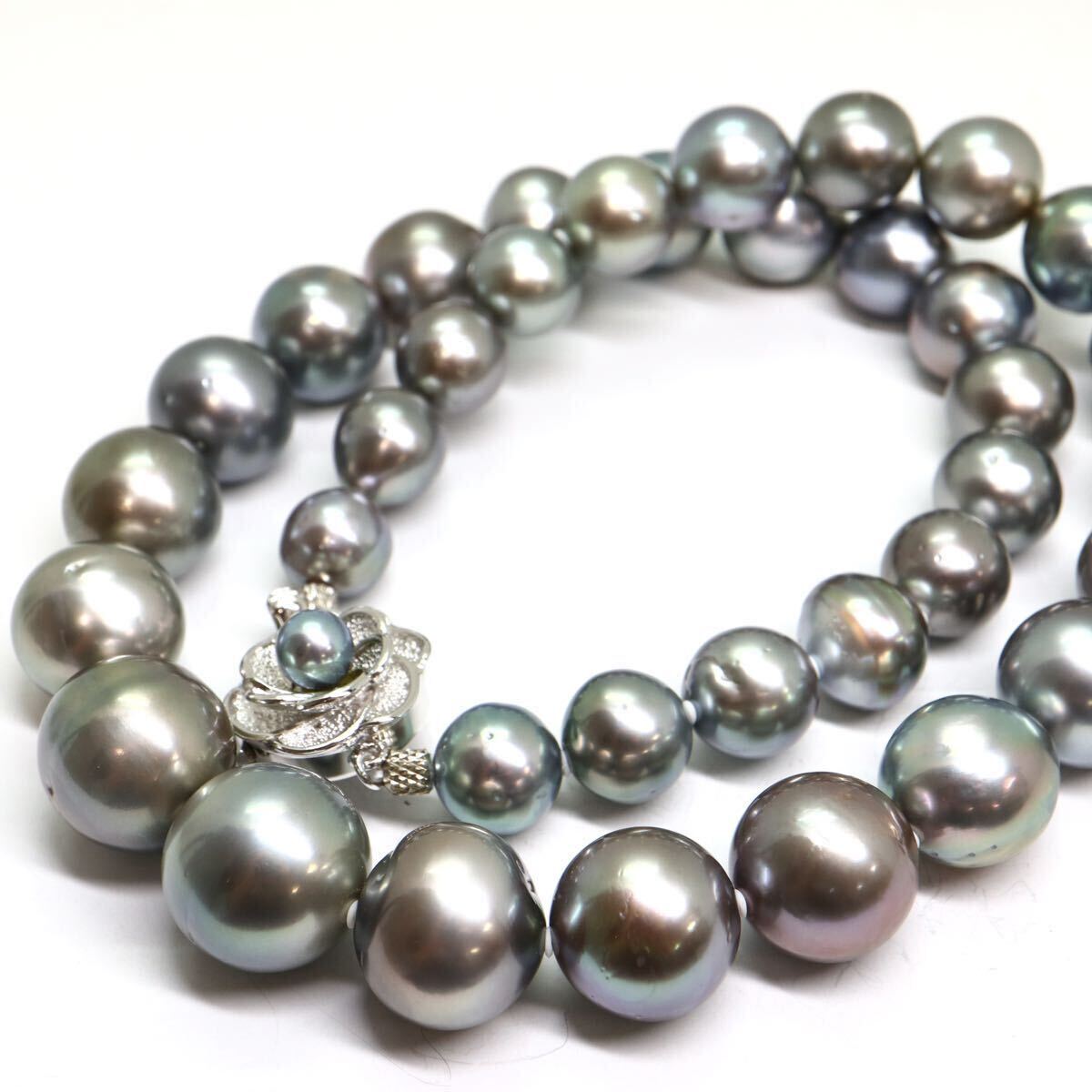 鑑別書付き!!《南洋黒蝶真珠ネックレス》A 約9.0-14.5mm珠 89.6g 約45cm pearl necklace ジュエリー jewelry EC0/EC0の画像1