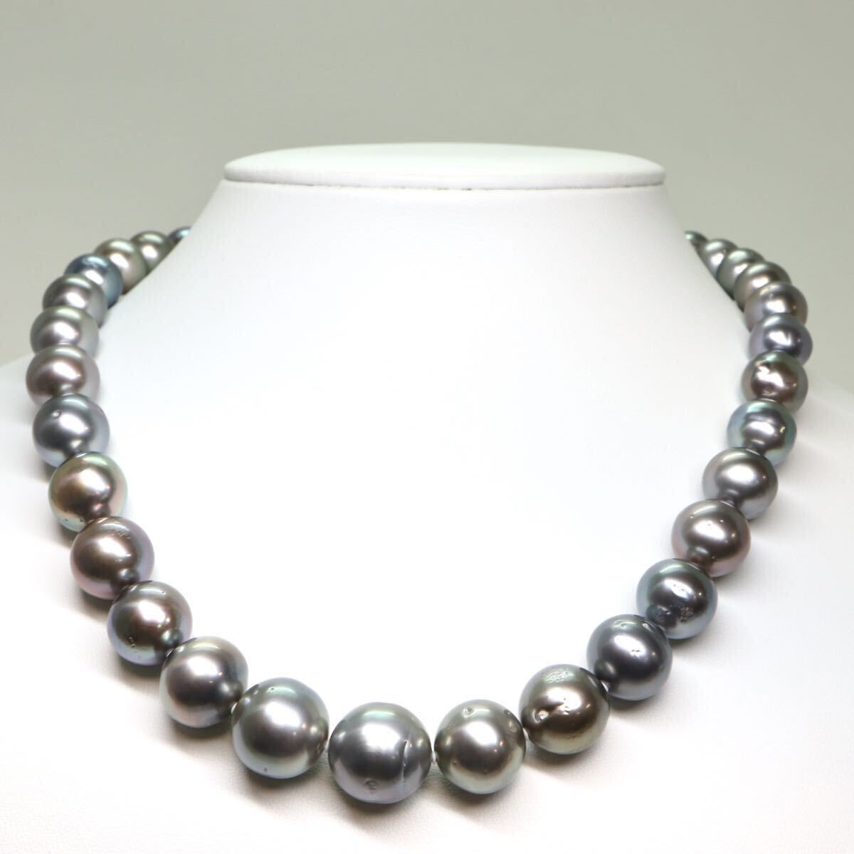 鑑別書付き!!《南洋黒蝶真珠ネックレス》A 約9.0-14.5mm珠 89.6g 約45cm pearl necklace ジュエリー jewelry EC0/EC0の画像2