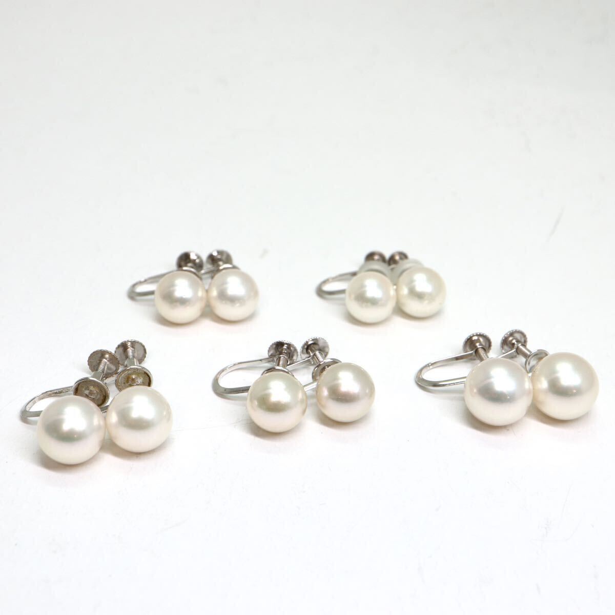 《K14WG アコヤ本真珠 イヤリング5点おまとめ》A 約10.9g パール pearl earring pierce jewelry ジュエリー EC2の画像2