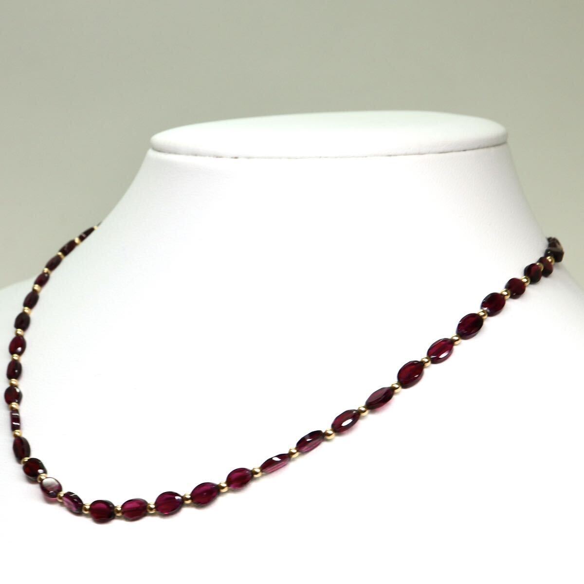 《K18 天然ガーネットネックレス》A 約8.5g 約41cm garnet necklace ジュエリー jewelry DD0/DH0☆の画像3