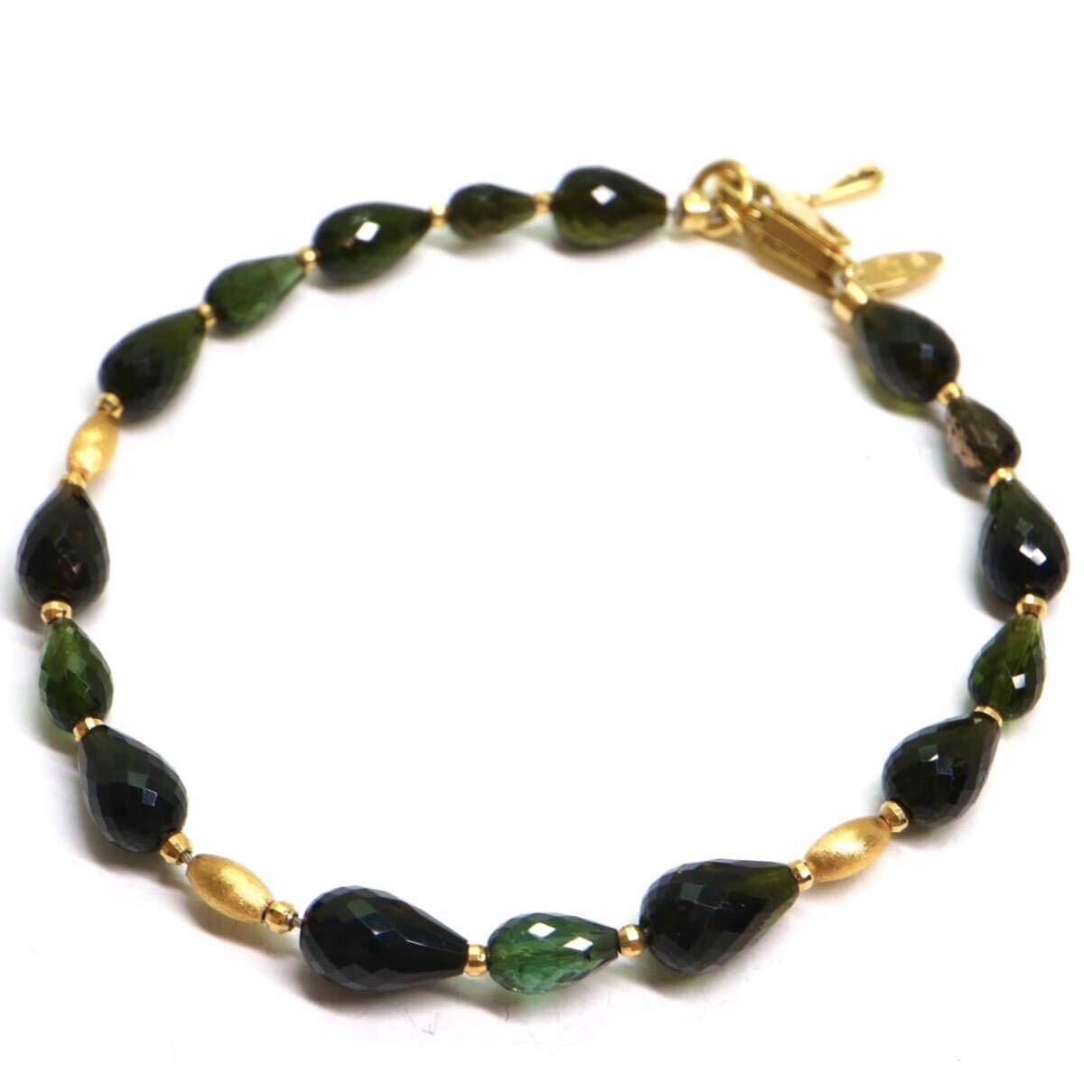 Ambrose(アンブローズ)《K18 天然トルマリンブレスレット》A 約9.8g 約20cm green tourmaline bracelet ジュエリー jewelry EA6/EB0_画像1
