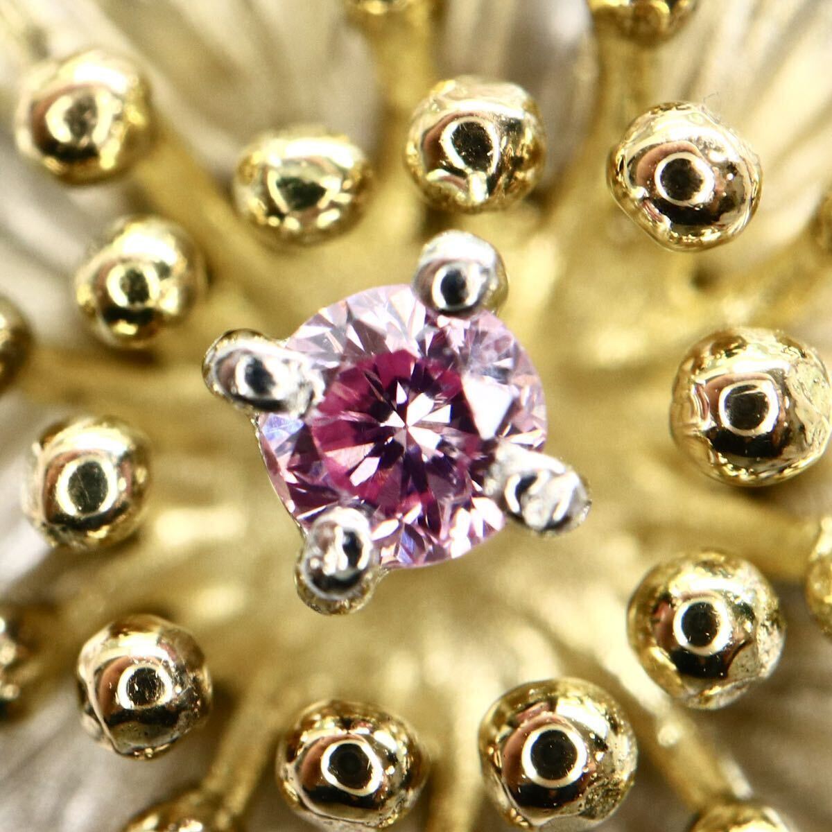 《Pt900/K18天然ピンクダイヤモンドフラワーモチーフペンダントトップ》A 約5.7g 0.05ct pendant jewelry ジュエリー EB9/ED2の画像3