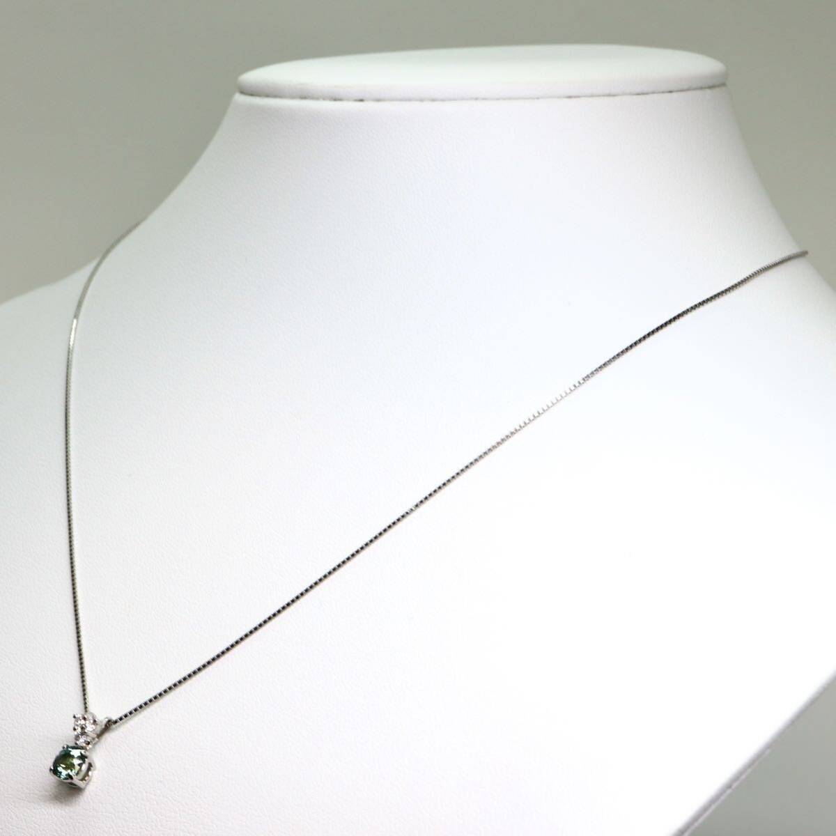ソーティング付き!!《Pt900/Pt850 天然ダイヤモンド/天然サファイアネックレス》A 約3.1g diamond sapphire jewelry necklace EA5/EAの画像4