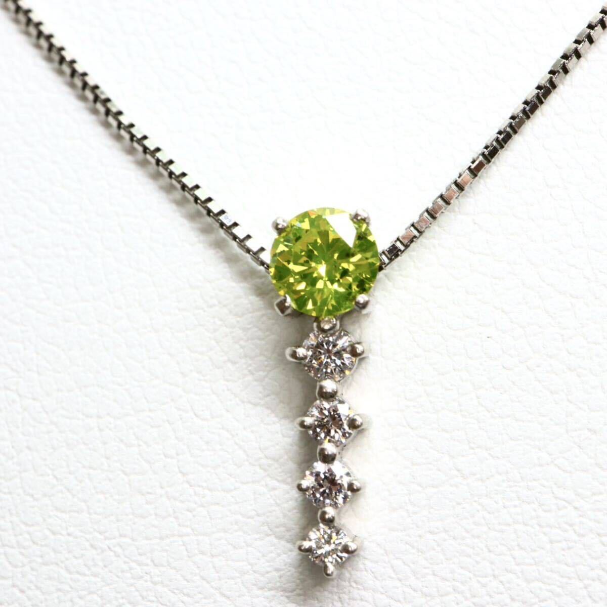 ソ付き!!《Pt900/Pt850天然ダイヤモンドネックレス》A 約3.7g 約44.5cm 0.14ct 0.395ct diamond necklace ジュエリー jewelry EB9/Eの画像1