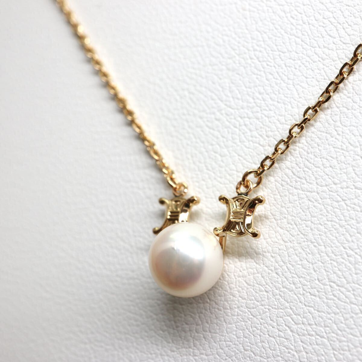 CELINE(セリーヌ)箱付き!!《K18(750) アコヤ本真珠ネックレス》A 約3.0g 約40cm pearl パール necklace ジュエリー jewelry EB3/EB3の画像3