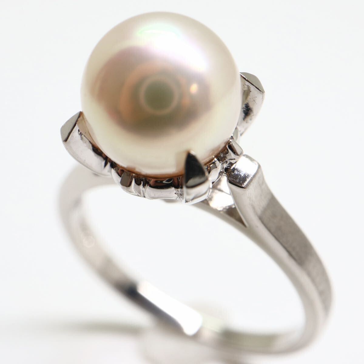 TASAKI( Tasaki Shinju ) с коробкой!!{Pt900 Akoya книга@ жемчуг кольцо }A примерно 4.9g 10 номер примерно 8.0mm. жемчуг pearl ювелирные изделия ring кольцо EB3/EB