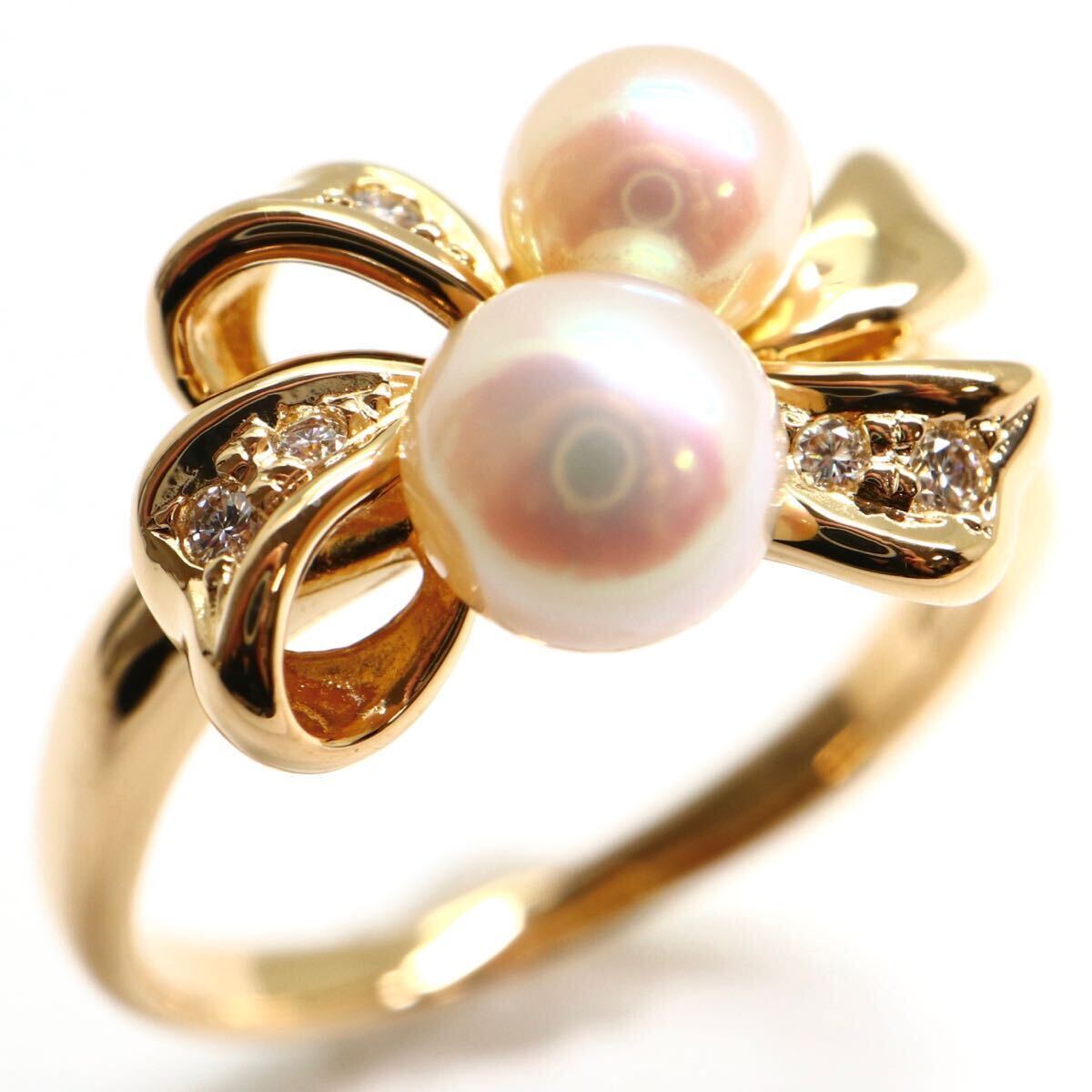 TASAKI(田崎真珠)《K18 天然ダイヤモンド/アコヤ本真珠リング》A 約4.7g 約12.5号 0.04ct diamond ジュエリー ring 指輪 pearl EC7/EC9の画像1