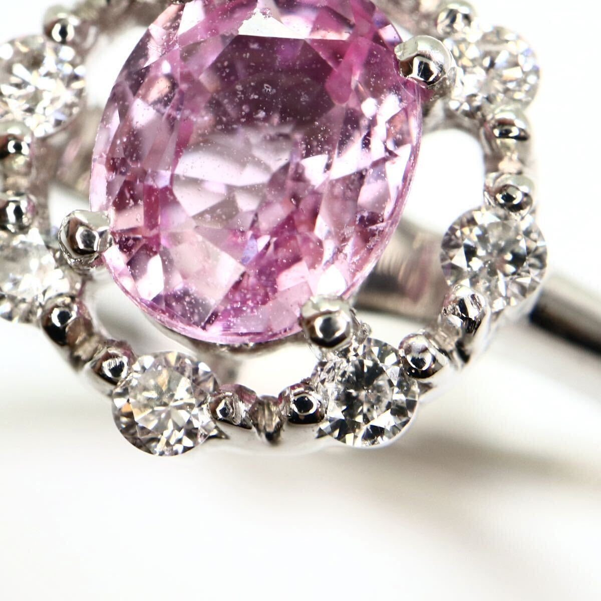 《K18WG 天然ピンクサファイア/天然ダイヤモンドリング》A 約2.9g 約12号 0.67ct sapphire pink ジュエリー ring 指輪 diamond EB9/ECの画像5