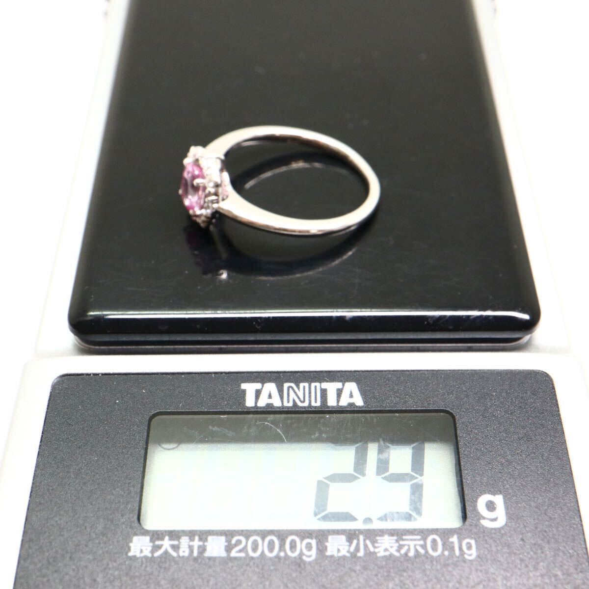 《K18WG 天然ピンクサファイア/天然ダイヤモンドリング》A 約2.9g 約12号 0.67ct sapphire pink ジュエリー ring 指輪 diamond EB9/ECの画像10