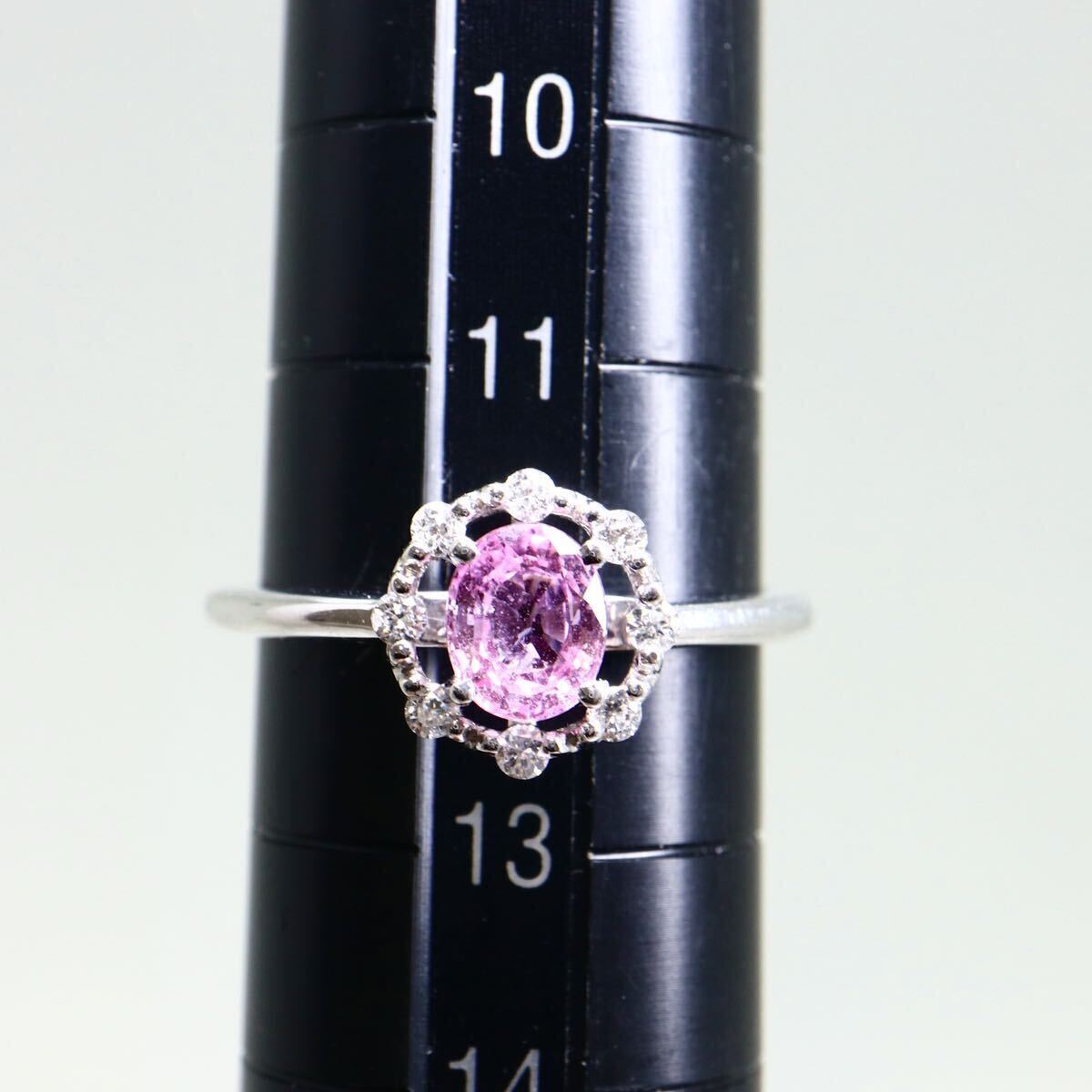 《K18WG 天然ピンクサファイア/天然ダイヤモンドリング》A 約2.9g 約12号 0.67ct sapphire pink ジュエリー ring 指輪 diamond EB9/ECの画像8