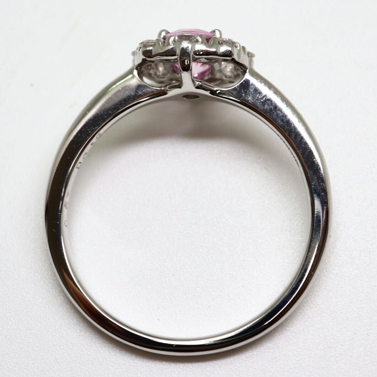 《K18WG 天然ピンクサファイア/天然ダイヤモンドリング》A 約2.9g 約12号 0.67ct sapphire pink ジュエリー ring 指輪 diamond EB9/ECの画像7