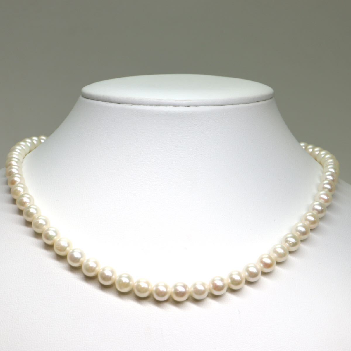 《アコヤ本真珠ネックレス》M 約6.5-7.0mm珠 30.4g 約42cm pearl necklace ジュエリー jewelry DA0/DA5_画像2