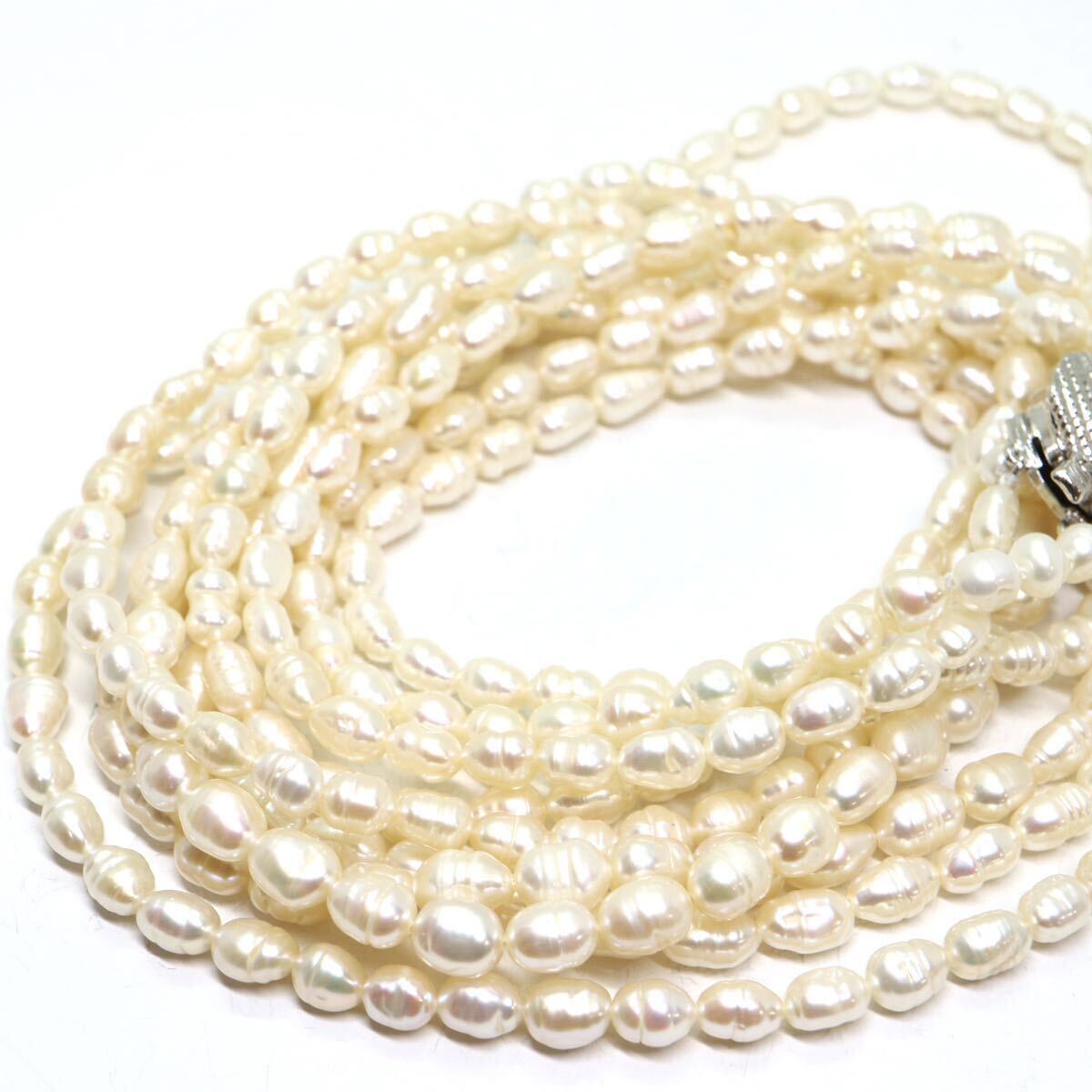 《本真珠3連ネックレス》M 47.6g 約62cm pearl necklace ジュエリー jewelry DA0/DA0