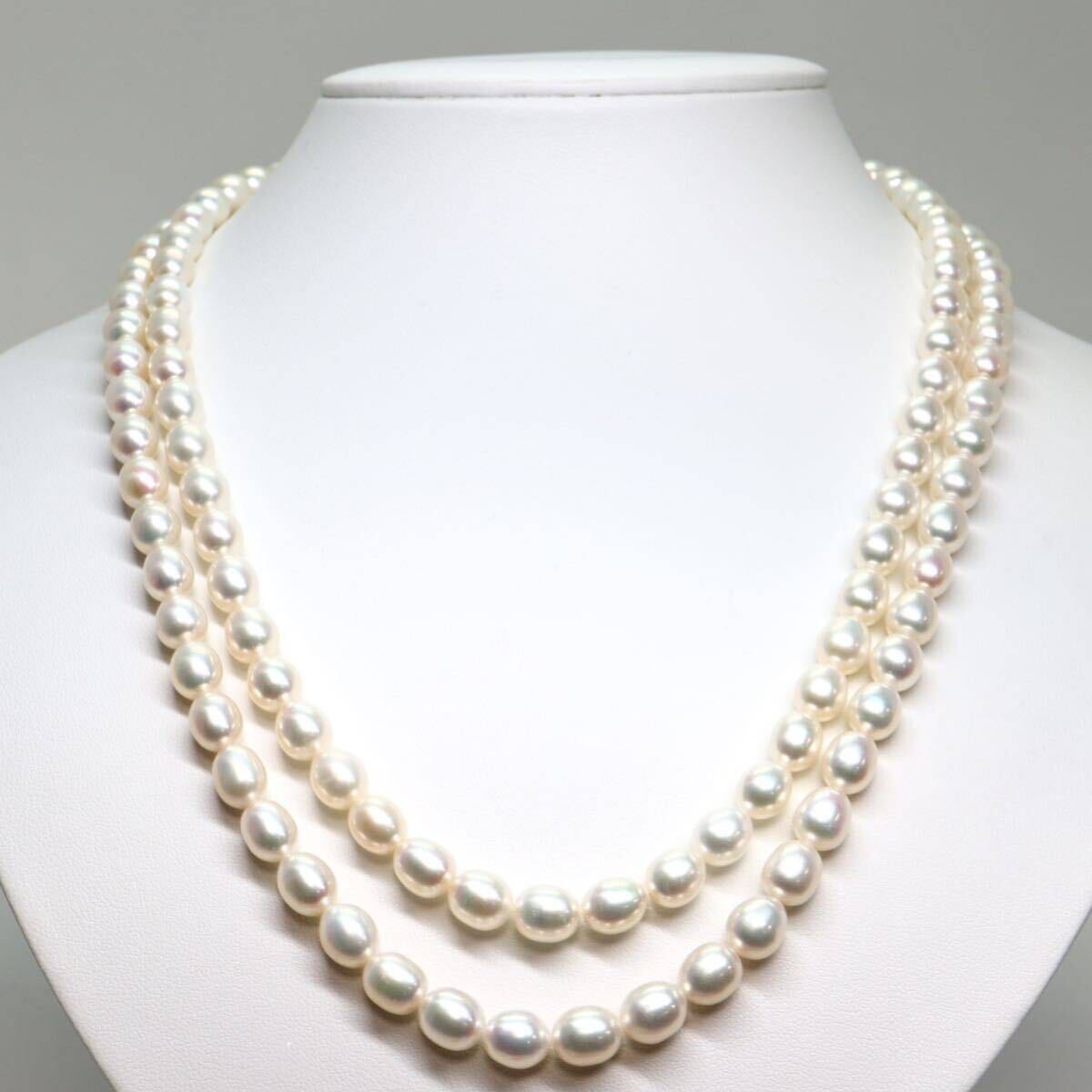 《本真珠2連ネックレス》M 76.0g 約48cm pearl necklace ジュエリー jewelry DB3/DB3