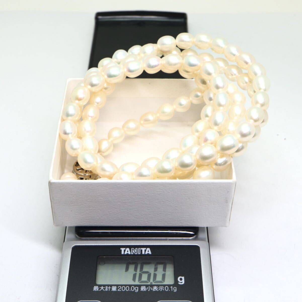 《本真珠2連ネックレス》M 76.0g 約48cm pearl necklace ジュエリー jewelry DB3/DB3
