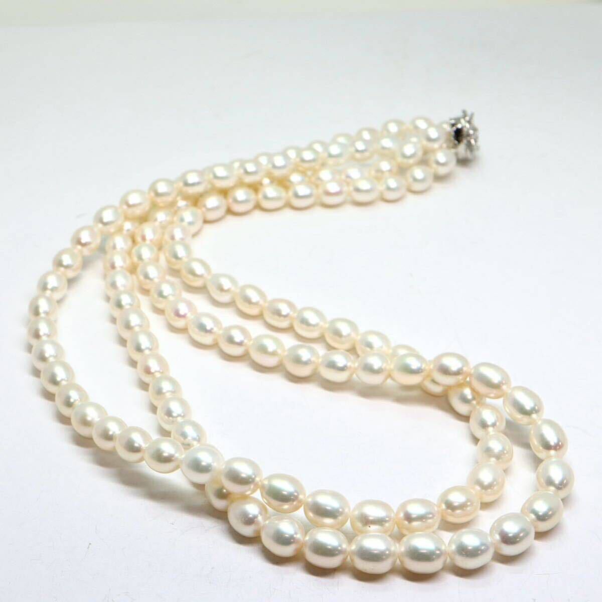 《本真珠2連ネックレス》M 76.0g 約48cm pearl necklace ジュエリー jewelry DB3/DB3