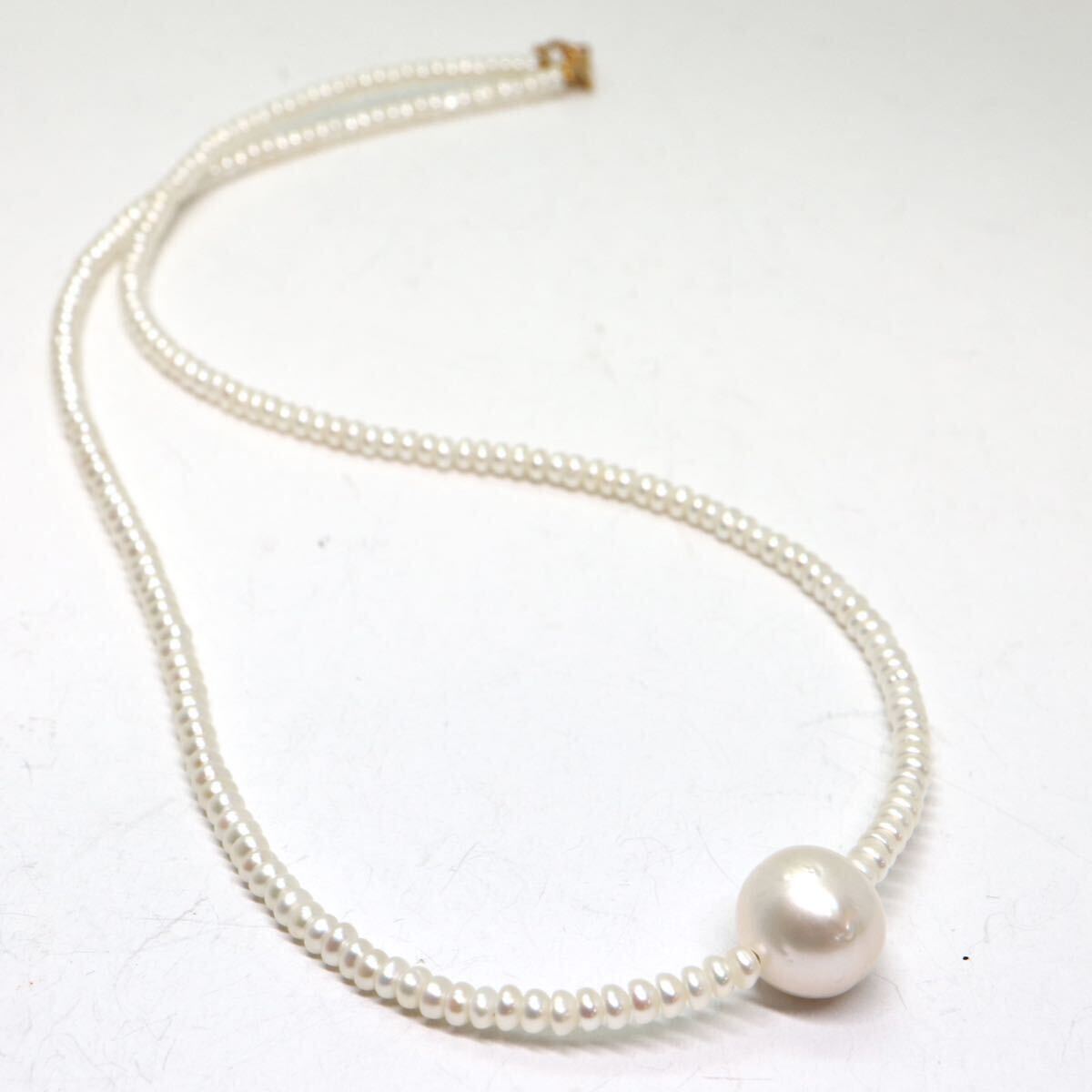 《K18 本真珠ネックレス》M 7.5g 約43cm pearl necklace ジュエリー jewelry DC0/DD0_画像6