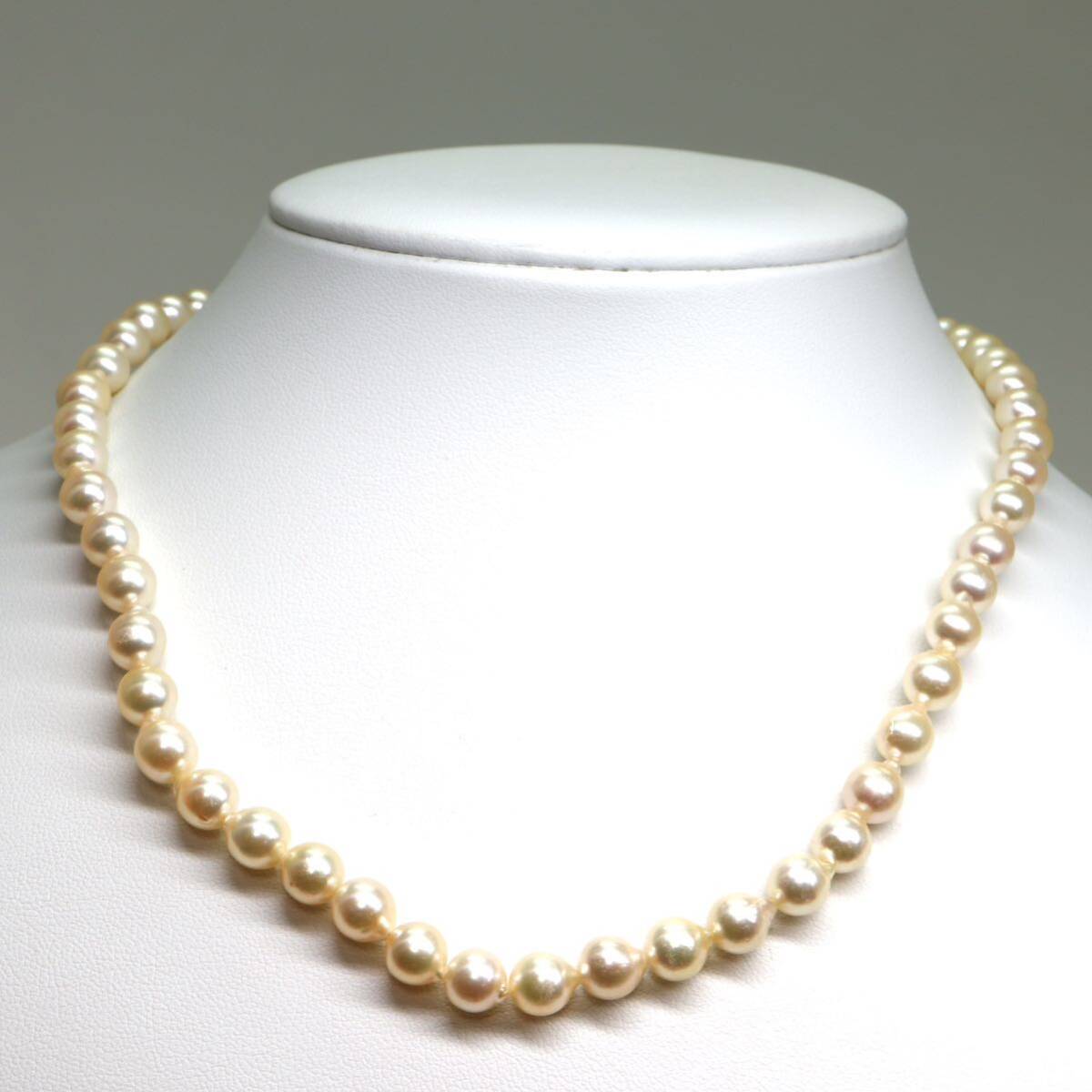 《アコヤ本真珠ネックレス》M 約6.5-7.0mm珠 25.4g 約41cm pearl necklace ジュエリー jewelry DA0/DA_画像2