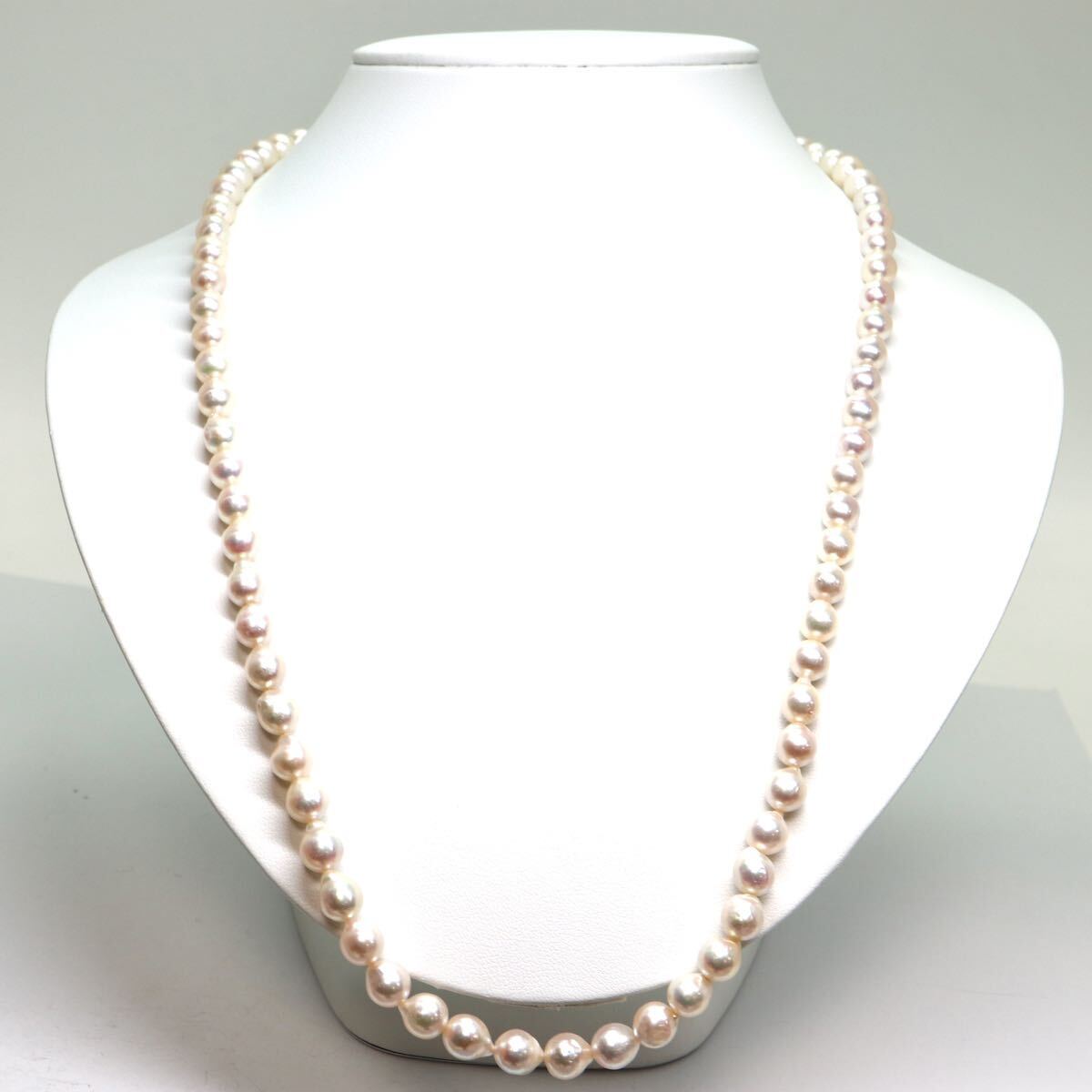 《アコヤ本真珠ネックレス》M 約7.0-7.5mm珠 41.6g 約62cm pearl necklace ジュエリー jewelry DC0/DE0_画像2