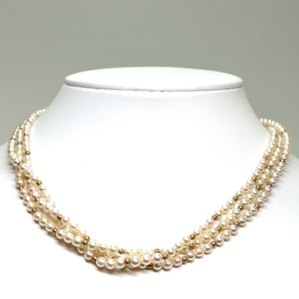 《アコヤ本真珠ネックレス》M 23.4g 約3.5-4.0mm珠 約40.5cm pearl necklace ジュエリー jewelry CC0/CC0_画像2