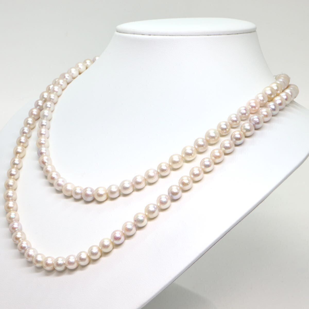 《アコヤ本真珠ロングネックレス》M 約7.0-7.5mm珠 75.1g 約100.5cm pearl necklace ジュエリー jewelry DD0/DH0_画像4