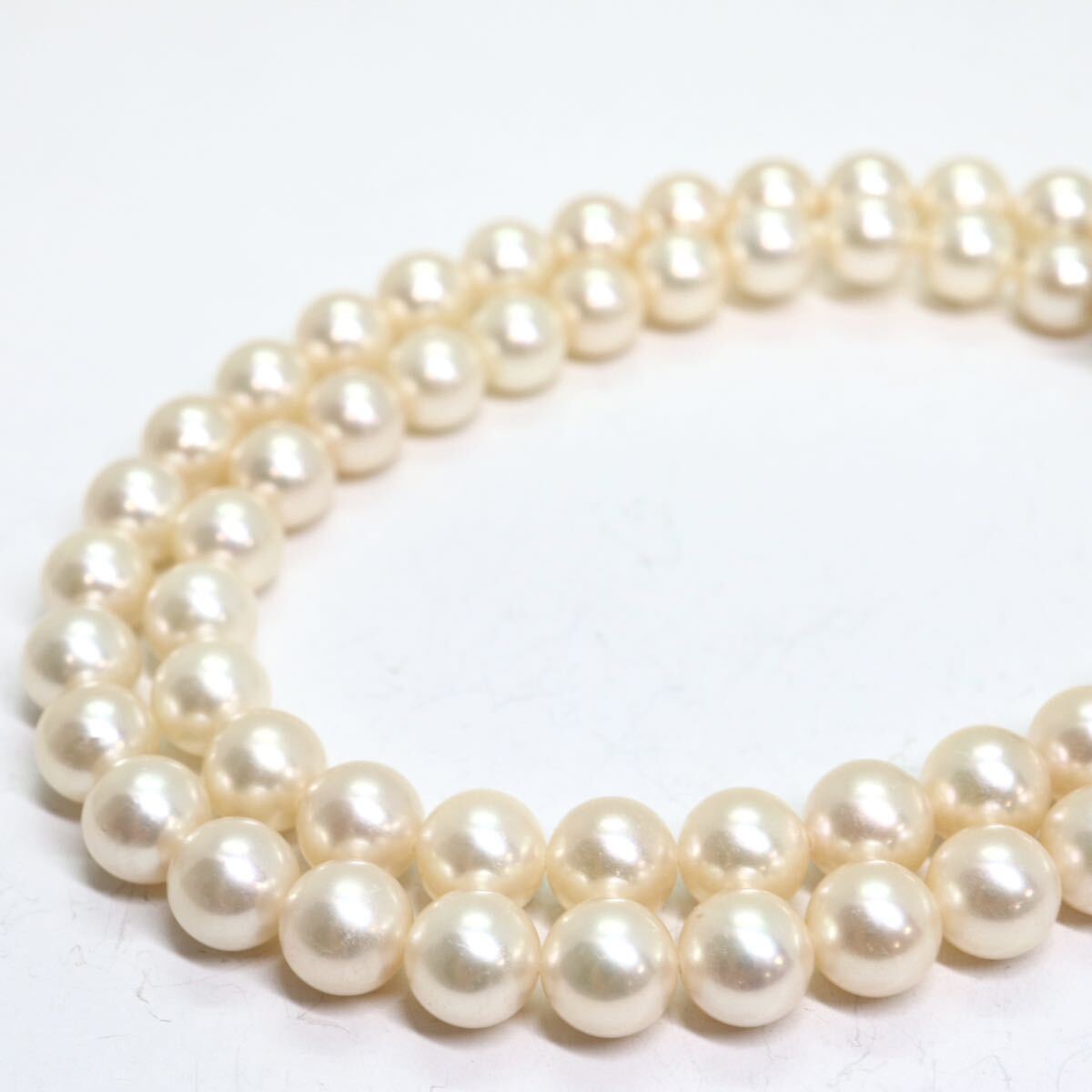 《アコヤ本真珠ネックレス&K14WGイヤリング》M 33.3g 約6.5-7.8mm珠 約43cm pearl necklace ジュエリー jewelry DH0/DH0_画像4