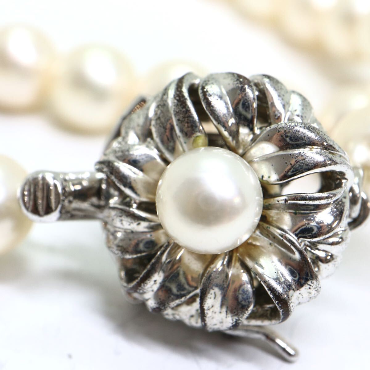 《アコヤ本真珠ネックレス&K14WGイヤリング》M 33.3g 約6.5-7.8mm珠 約43cm pearl necklace ジュエリー jewelry DH0/DH0_画像8