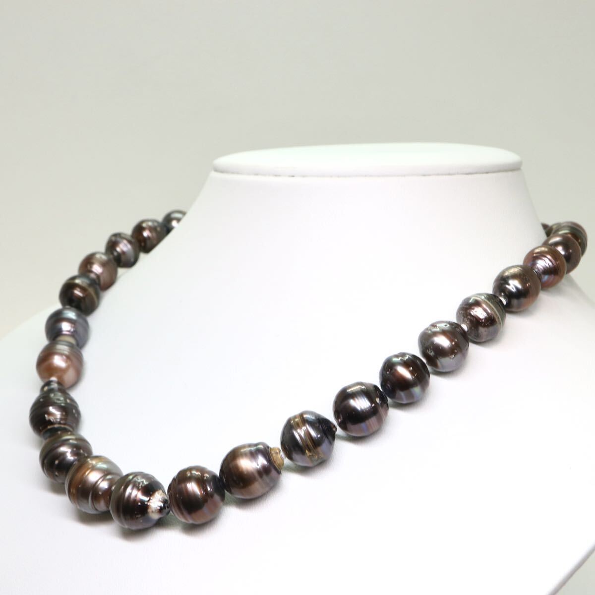 《南洋黒蝶真珠ネックレス》M 約9.0-13.0mm珠 72.5g 約43.5cm pearl necklace ジュエリー jewelry DH0/EA2_画像3