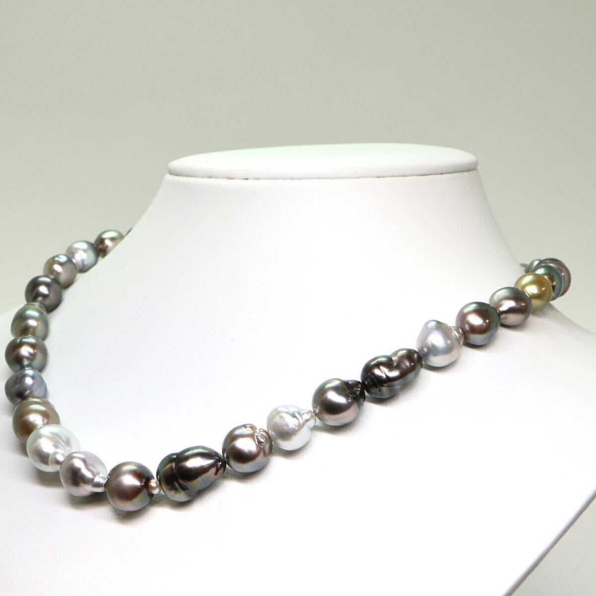 《南洋黒蝶真珠ネックレス》M 約8.5-13.0mm珠 56.2g 約44cm pearl necklace ジュエリー jewelry EA5/EA8の画像3