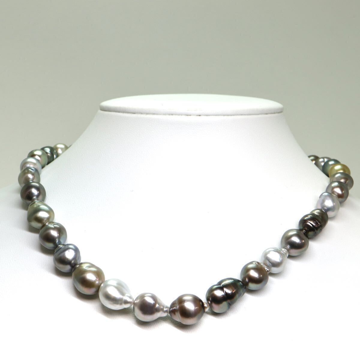《南洋黒蝶真珠ネックレス》M 約8.5-13.0mm珠 56.2g 約44cm pearl necklace ジュエリー jewelry EA5/EA8の画像2