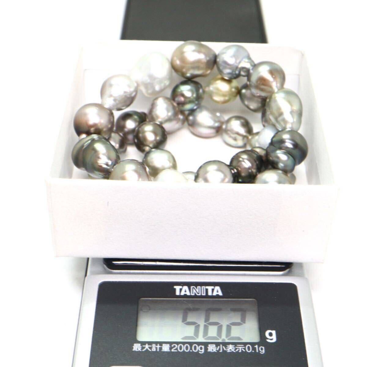 《南洋黒蝶真珠ネックレス》M 約8.5-13.0mm珠 56.2g 約44cm pearl necklace ジュエリー jewelry EA5/EA8の画像8