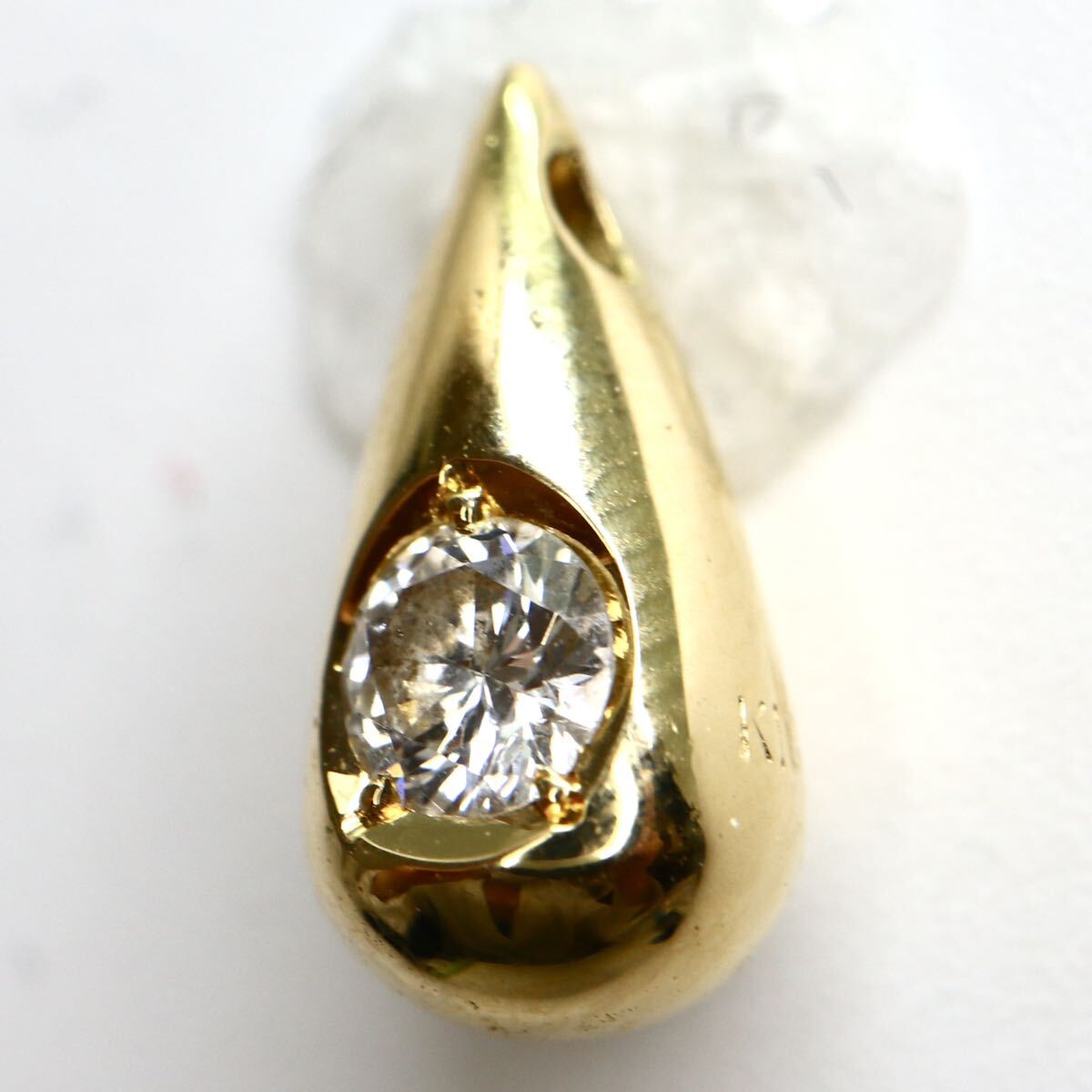 《K18 天然ダイヤモンドペンダントトップ》M 約1.8g 0.127ct diamond pendant ジュエリー jewelry EA8/EA9