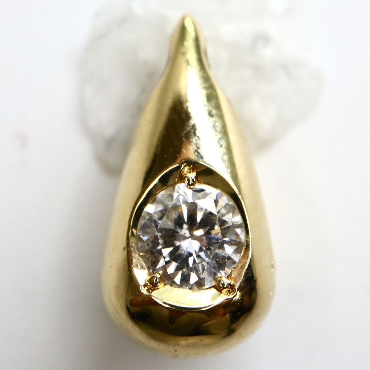 《K18 天然ダイヤモンドペンダントトップ》M 約1.8g 0.127ct diamond pendant ジュエリー jewelry EA8/EA9_画像1