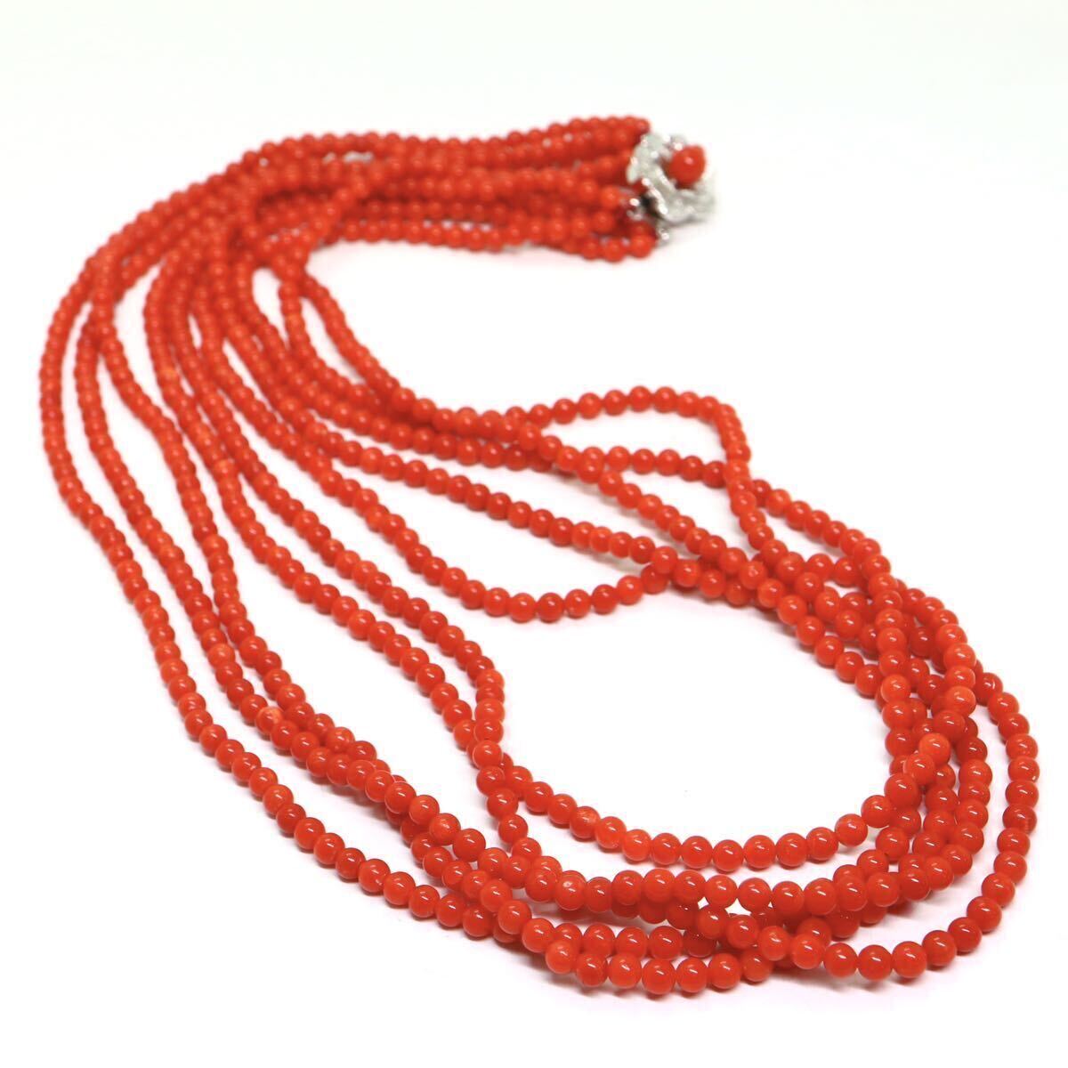 《天然本珊瑚2連ネックレス》M 約32.2g 約46cm coral コーラル necklace ジュエリー jewelry EA2/EA6_画像5