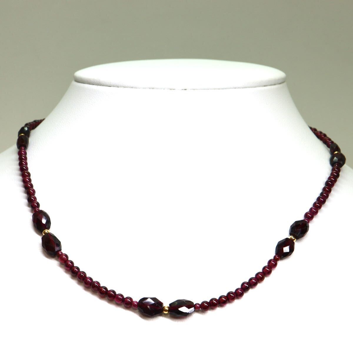 《K18 天然ガーネットネックレス》M 約11.9g 約41cm garnet necklace ジュエリー jewelry DE0 ☆