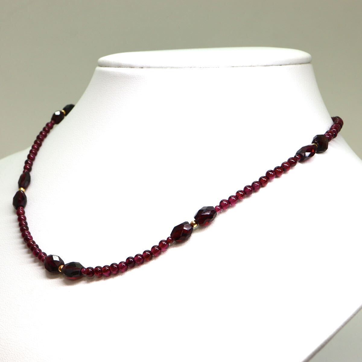 《K18 天然ガーネットネックレス》M 約11.9g 約41cm garnet necklace ジュエリー jewelry DE0 ☆