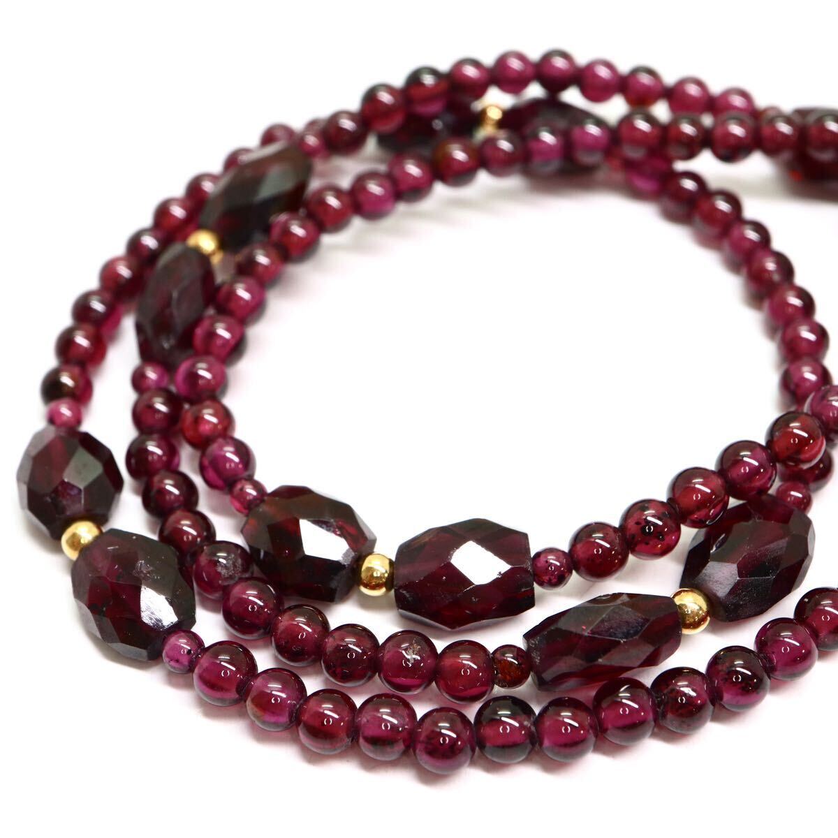 《K18 天然ガーネットネックレス》M 約11.9g 約41cm garnet necklace ジュエリー jewelry DE0 ☆